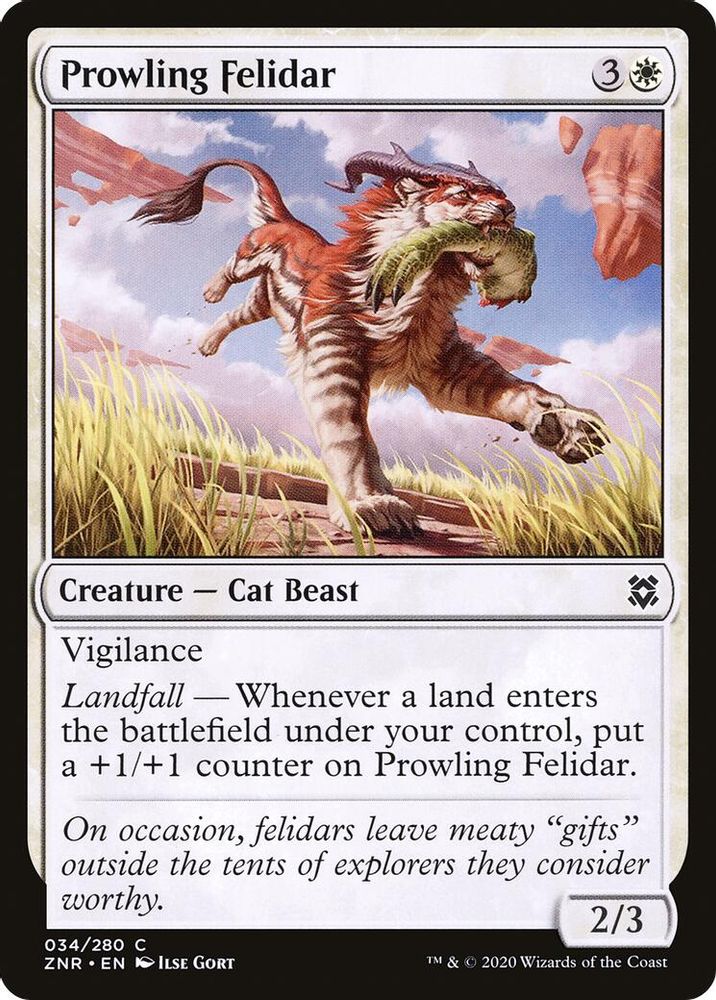 2020 Magic: The Gathering: Zendikar Rising (ZNR) - Prowling Felidar (#34, Common)
