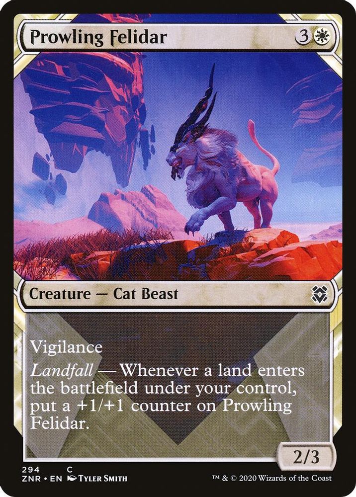 2020 Magic: The Gathering: Zendikar Rising (ZNR) - Prowling Felidar Showcase (#294, Common)