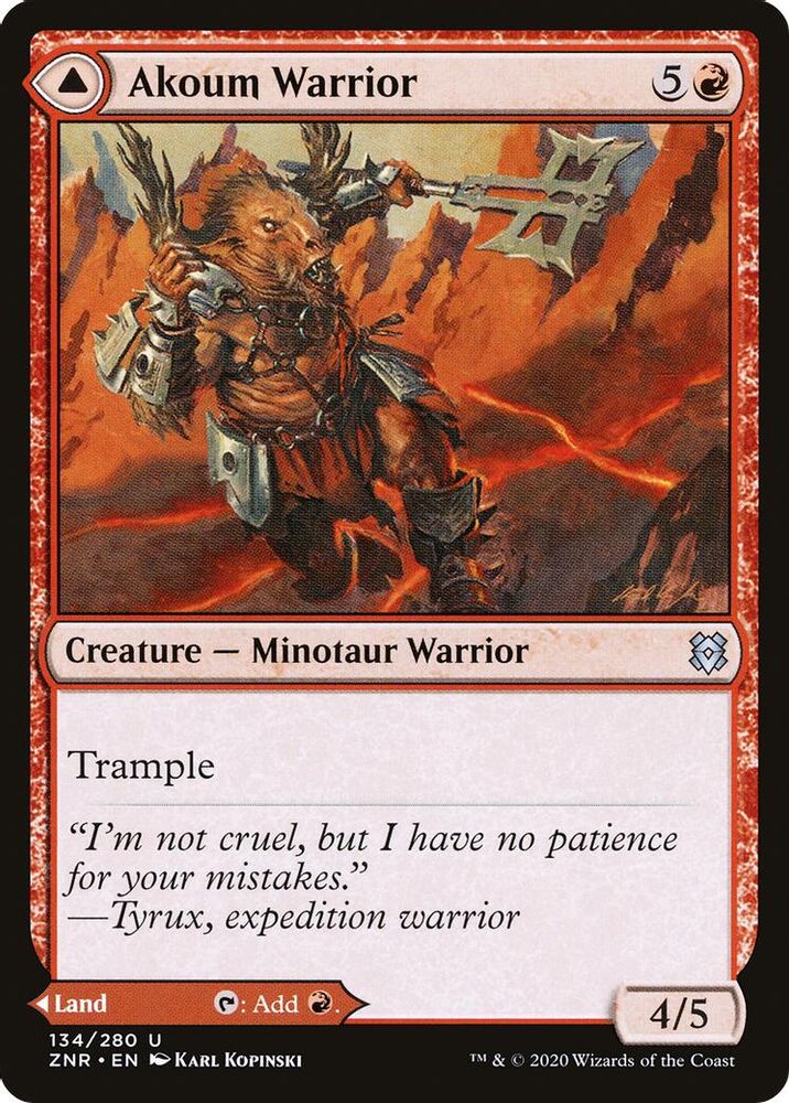 2020 Magic: The Gathering: Zendikar Rising (ZNR) - Akoum Warrior (#134, Uncommon) (, Near Mint)