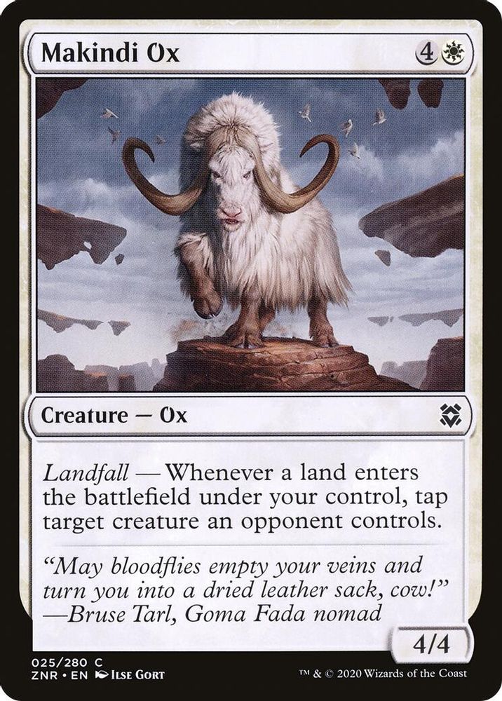 2020 Magic: The Gathering: Zendikar Rising (ZNR) - Makindi Ox (#25, Common)