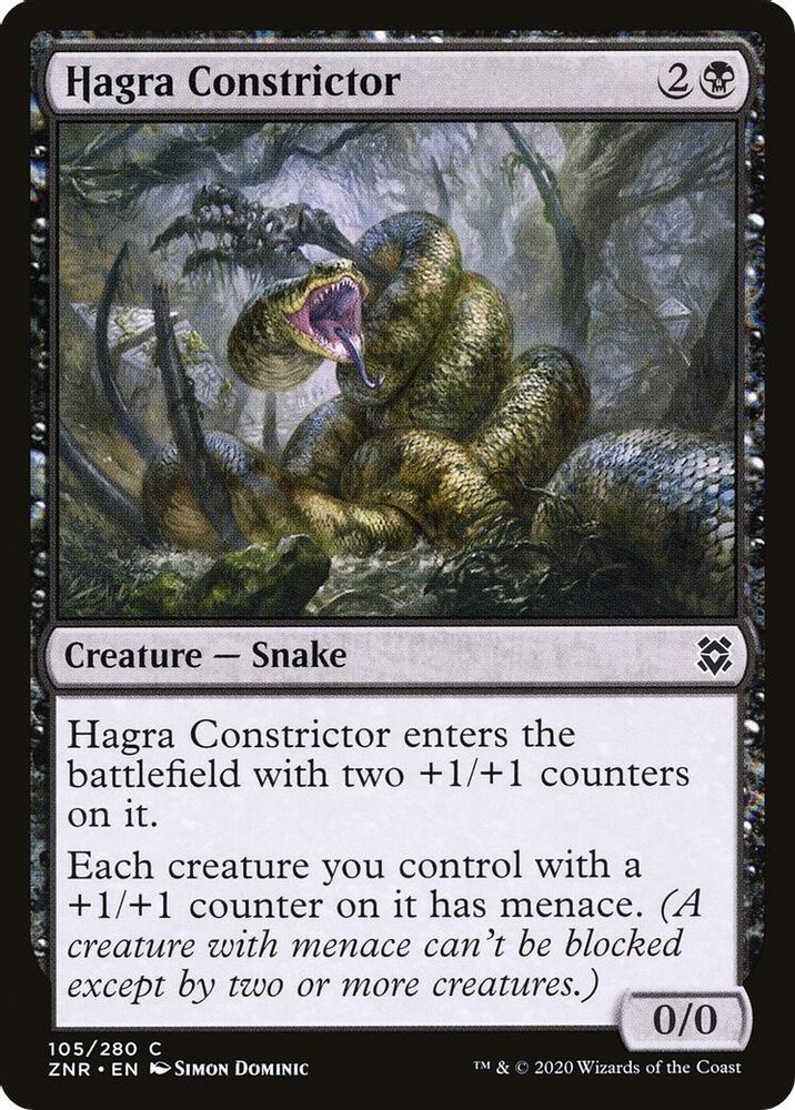 2020 Magic: The Gathering: Zendikar Rising (ZNR) - Hagra Constrictor (#105, Common) (, Near Mint)