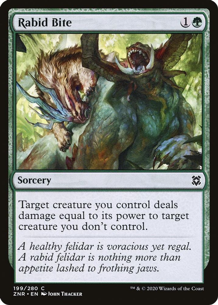 2020 Magic: The Gathering: Zendikar Rising (ZNR) - Rabid Bite (#199, Common) (, Near Mint)