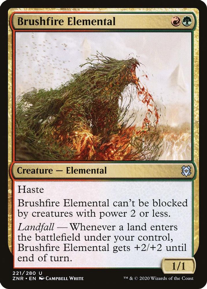 2020 Magic: The Gathering: Zendikar Rising (ZNR) - Brushfire Elemental (#221, Uncommon) (, Near Mint)
