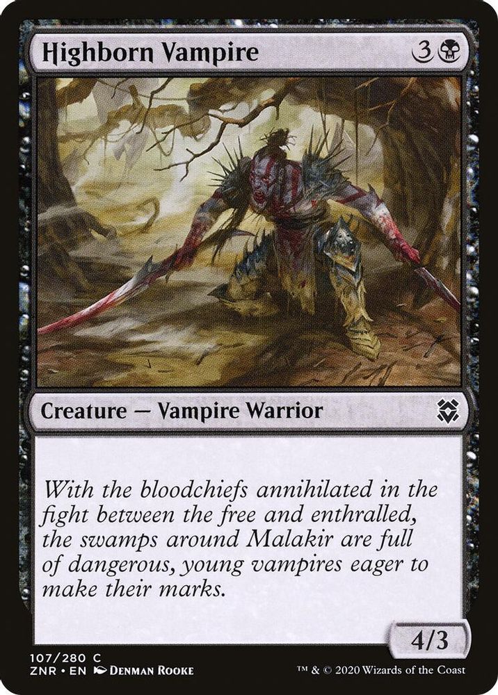 2020 Magic: The Gathering: Zendikar Rising (ZNR) - Highborn Vampire (#107, Common) (, Near Mint)