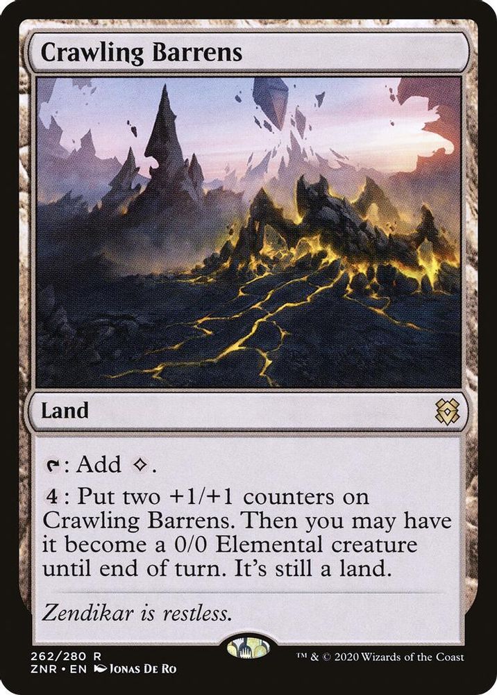 2020 Magic: The Gathering: Zendikar Rising (ZNR) - Crawling Barrens (#262, Rare) (, Near Mint)
