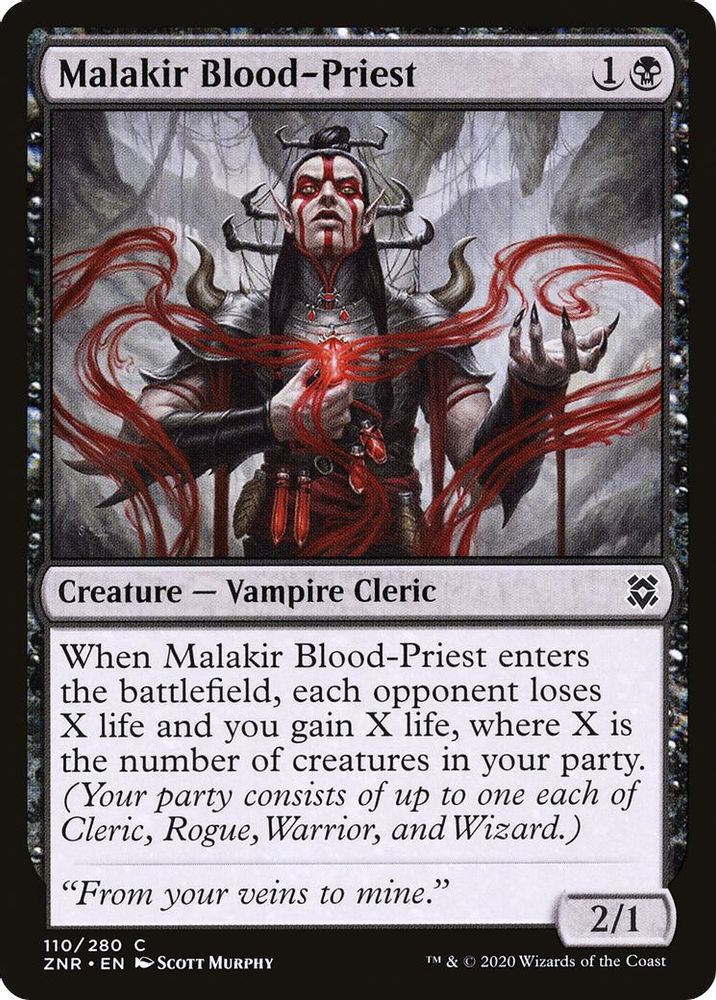 2020 Magic: The Gathering: Zendikar Rising (ZNR) - Malakir Blood Priest (#110, Common)