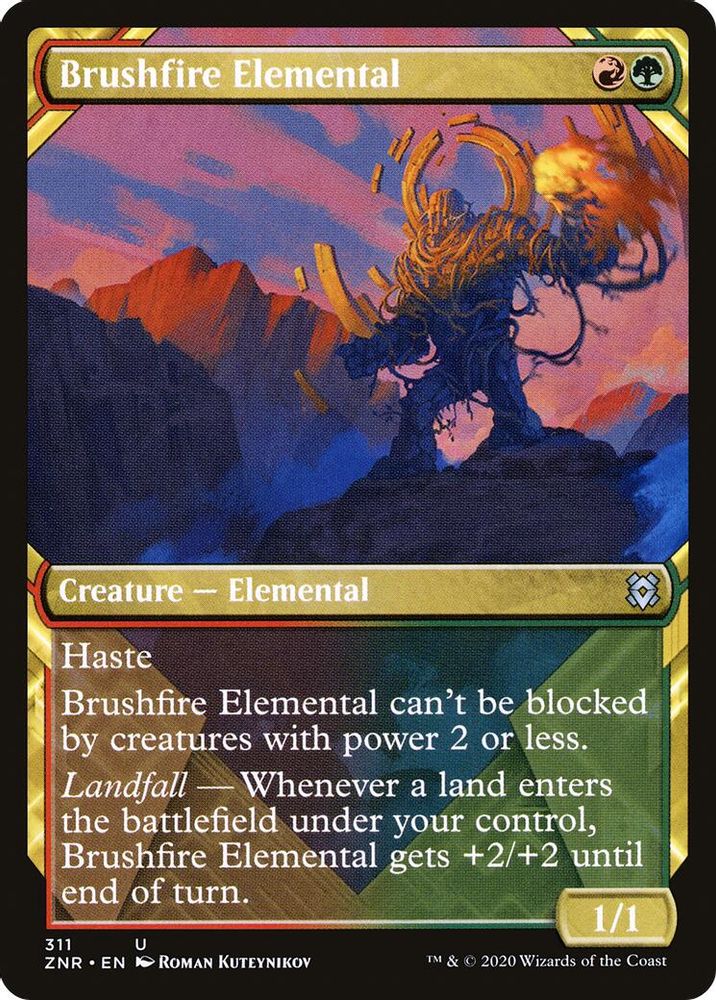 2020 Magic: The Gathering: Zendikar Rising (ZNR) - Brushfire Elemental Showcase (#311, Uncommon)