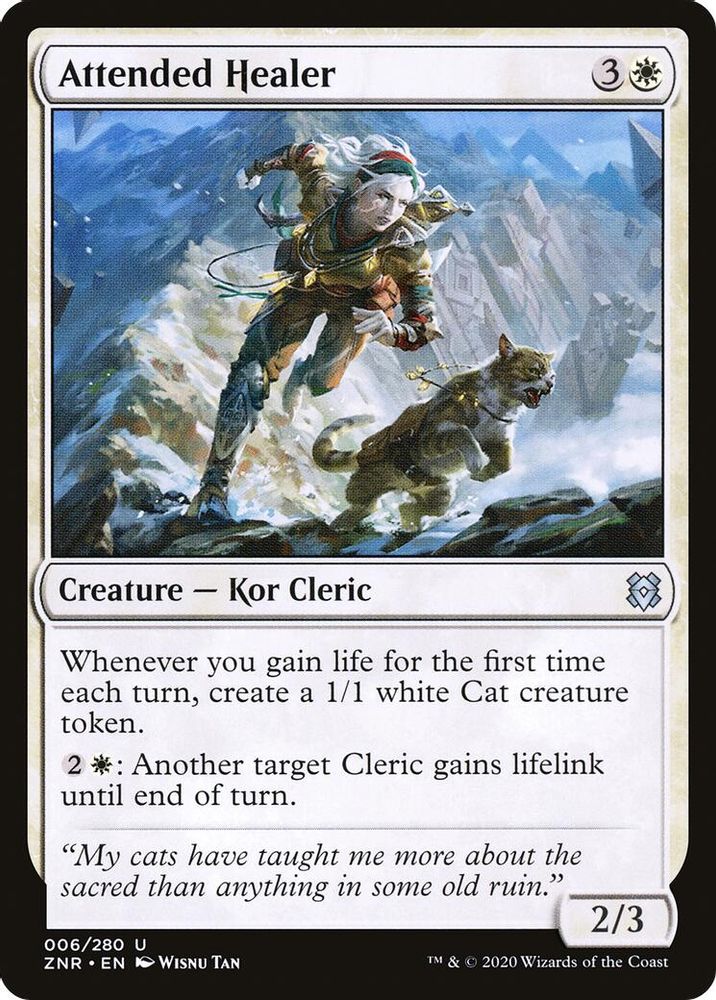 2020 Magic: The Gathering: Zendikar Rising (ZNR) - Attended Healer (#6, Uncommon) (, Near Mint)