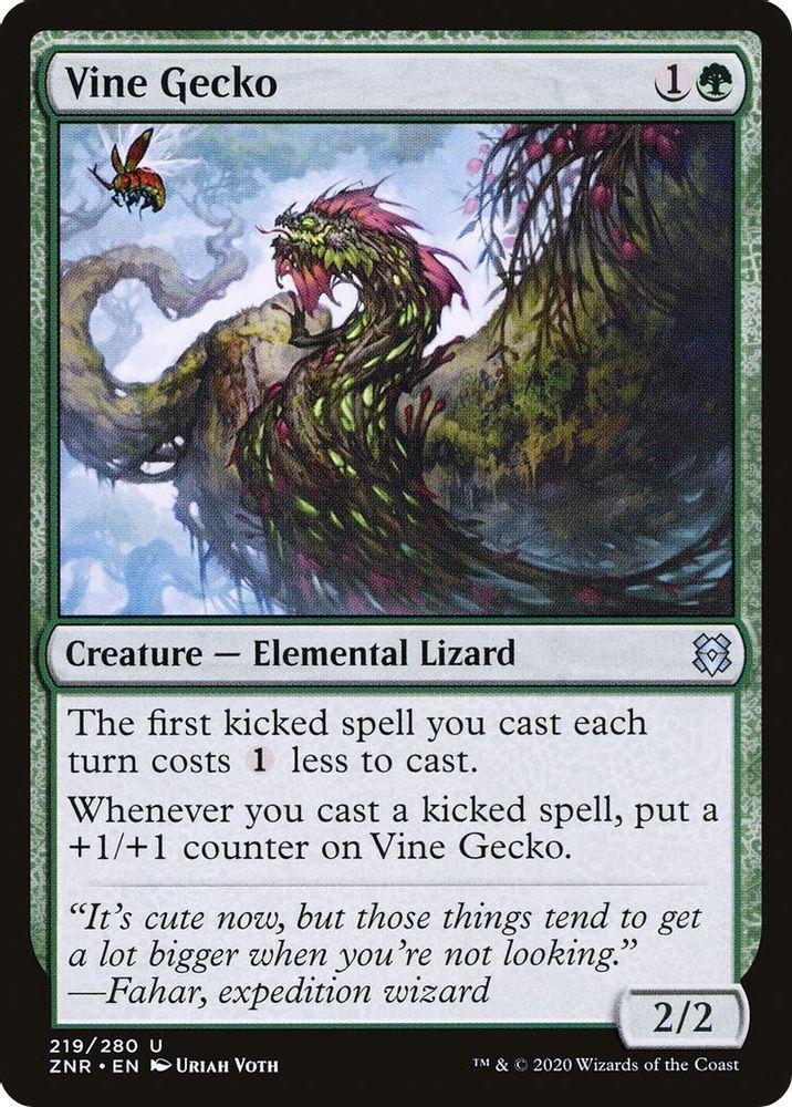 2020 Magic: The Gathering: Zendikar Rising (ZNR) - Vine Gecko (#219, Uncommon) (, Near Mint)