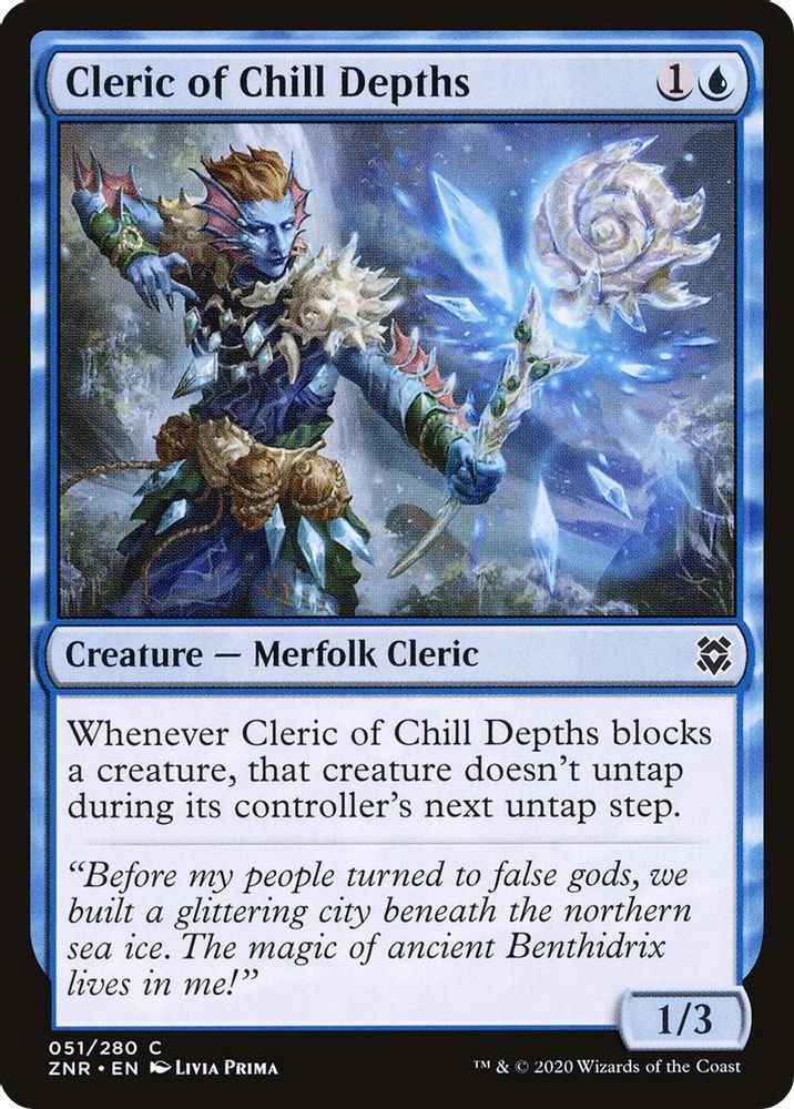 2020 Magic: The Gathering: Zendikar Rising (ZNR) - Cleric of Chill Depths (#51, Common)