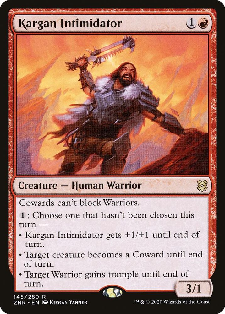 2020 Magic: The Gathering: Zendikar Rising (ZNR) - Kargan Intimidator (#145, Rare) (, Near Mint)