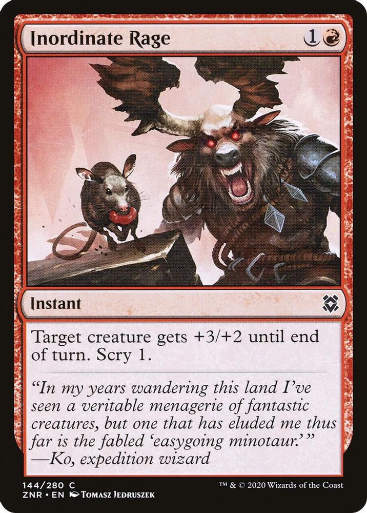 2020 Magic: The Gathering: Zendikar Rising (ZNR) - Inordinate Rage (#144, Common) (, Near Mint)