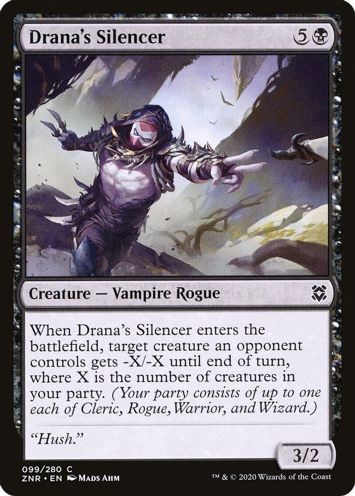 2020 Magic: The Gathering: Zendikar Rising (ZNR) - Dranas Silencer (#99, Common) (, Near Mint)