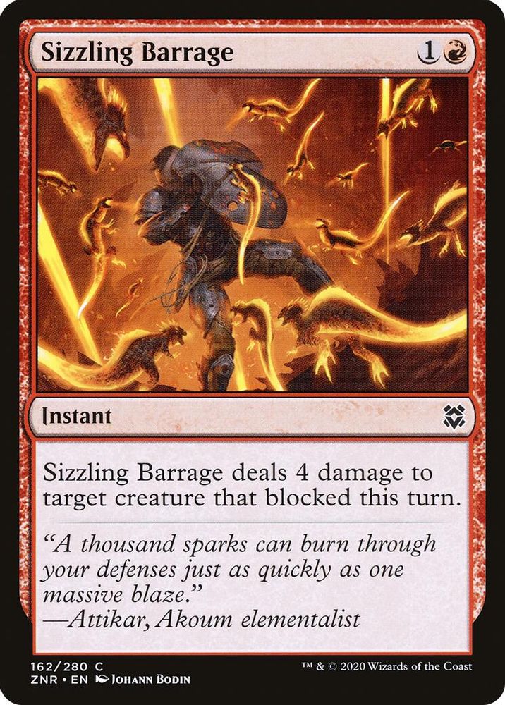 2020 Magic: The Gathering: Zendikar Rising (ZNR) - Sizzling Barrage (#162, Common)