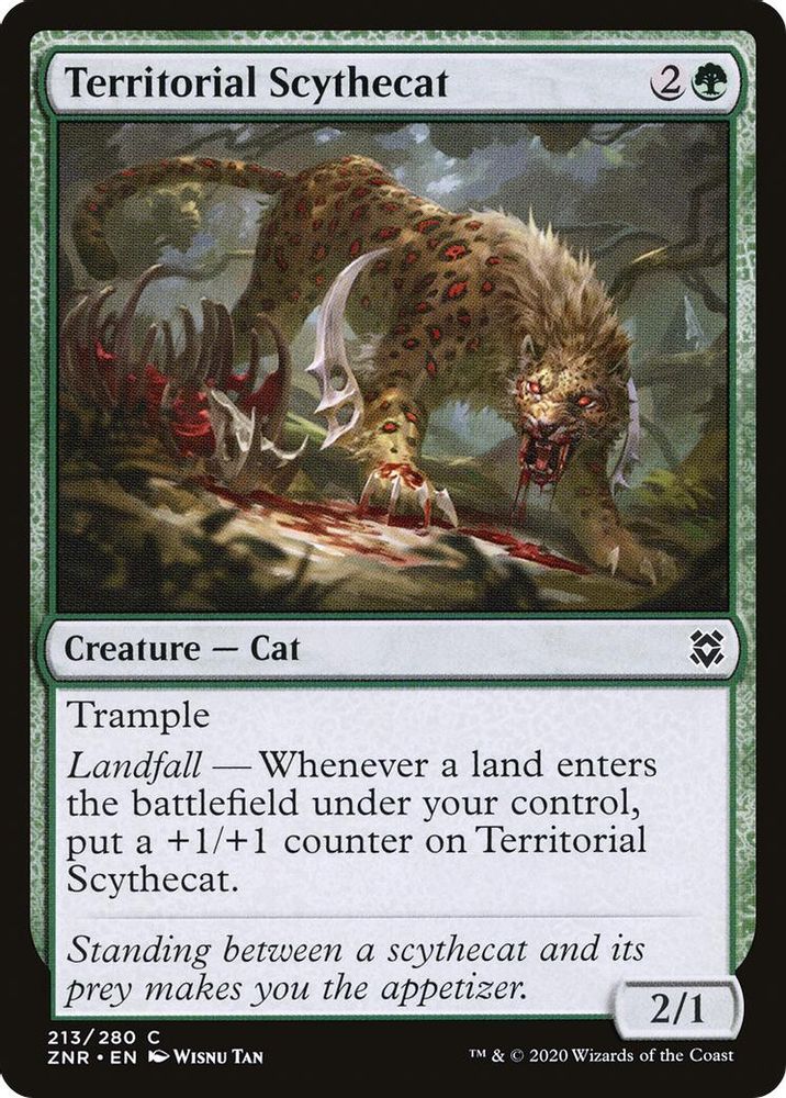 2020 Magic: The Gathering: Zendikar Rising (ZNR) - Territorial Scythecat (#213, Common) (, Near Mint)