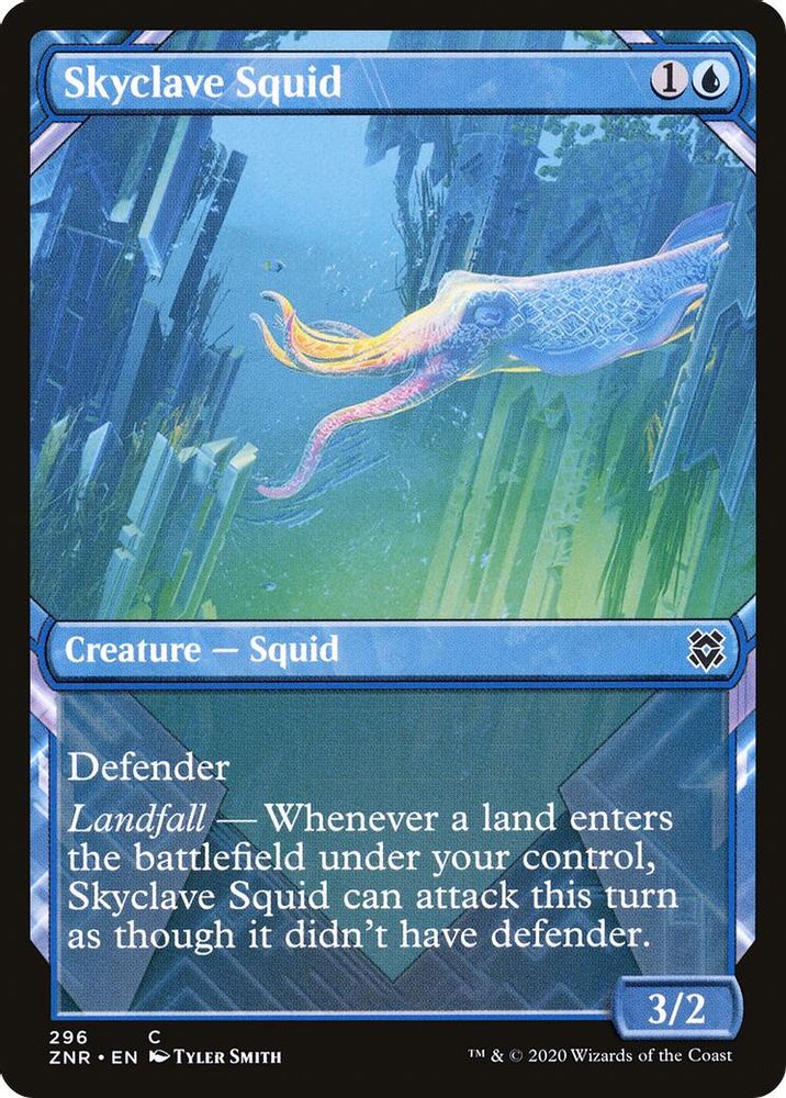 2020 Magic: The Gathering: Zendikar Rising (ZNR) - Skyclave Squid Showcase (#296, Common) (, Near Mint)