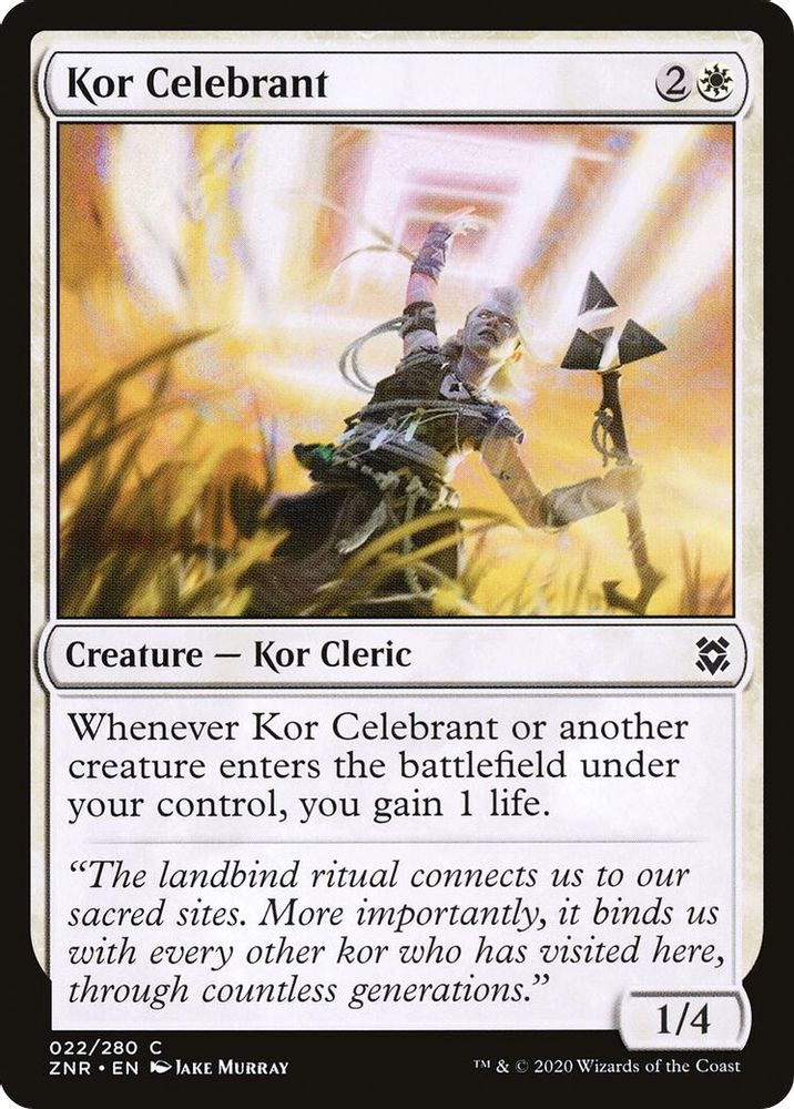2020 Magic: The Gathering: Zendikar Rising (ZNR) - Kor Celebrant (#22, Common)