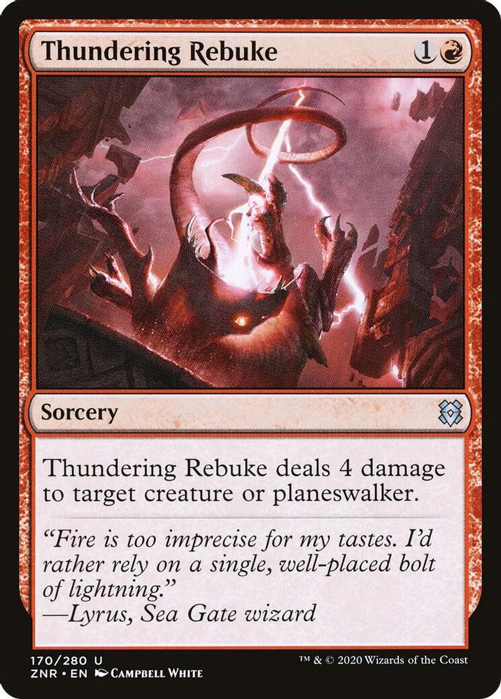 2020 Magic: The Gathering: Zendikar Rising (ZNR) - Thundering Rebuke (#170, Uncommon) (, Near Mint)