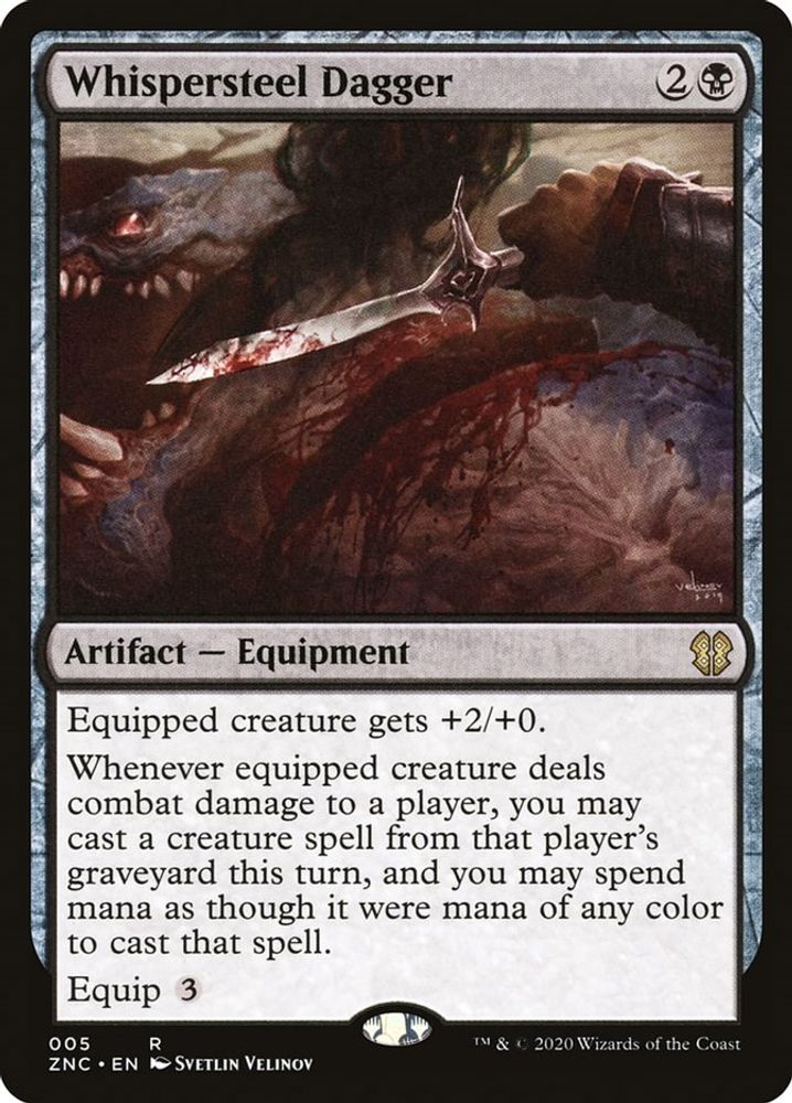 2020 Magic: The Gathering: Commander: Zendikar Rising (ZNC) - Whispersteel Dagger (#5, Rare) (, Near Mint)