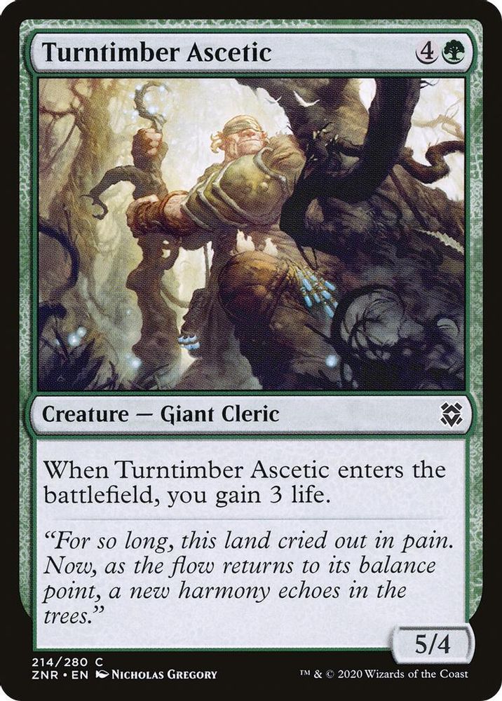 2020 Magic: The Gathering: Zendikar Rising (ZNR) - Turntimber Ascetic (#214, Common) (, Near Mint)