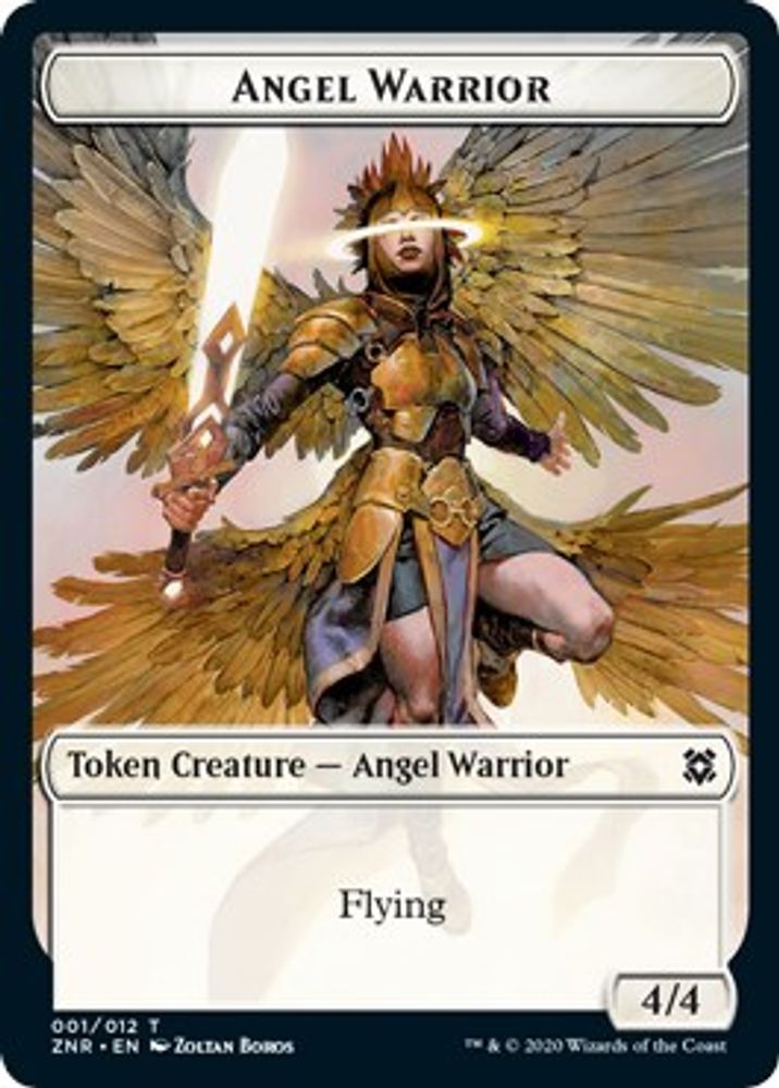2020 Magic: The Gathering: Zendikar Rising (ZNR) - Angel Warrior Construct Double Sided Token (#1 // 10, T) (Foil, Near Mint)