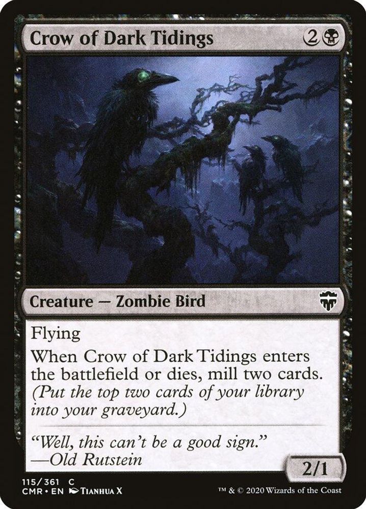 2020 Magic: The Gathering: Commander Legends (CMR) - Crow of Dark Tidings (#115, Common) (, Near Mint)