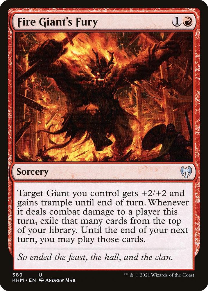 2021 Magic: The Gathering: Kaldheim (KHM) - Fire Giants Fury (#389, Uncommon) (, Near Mint)