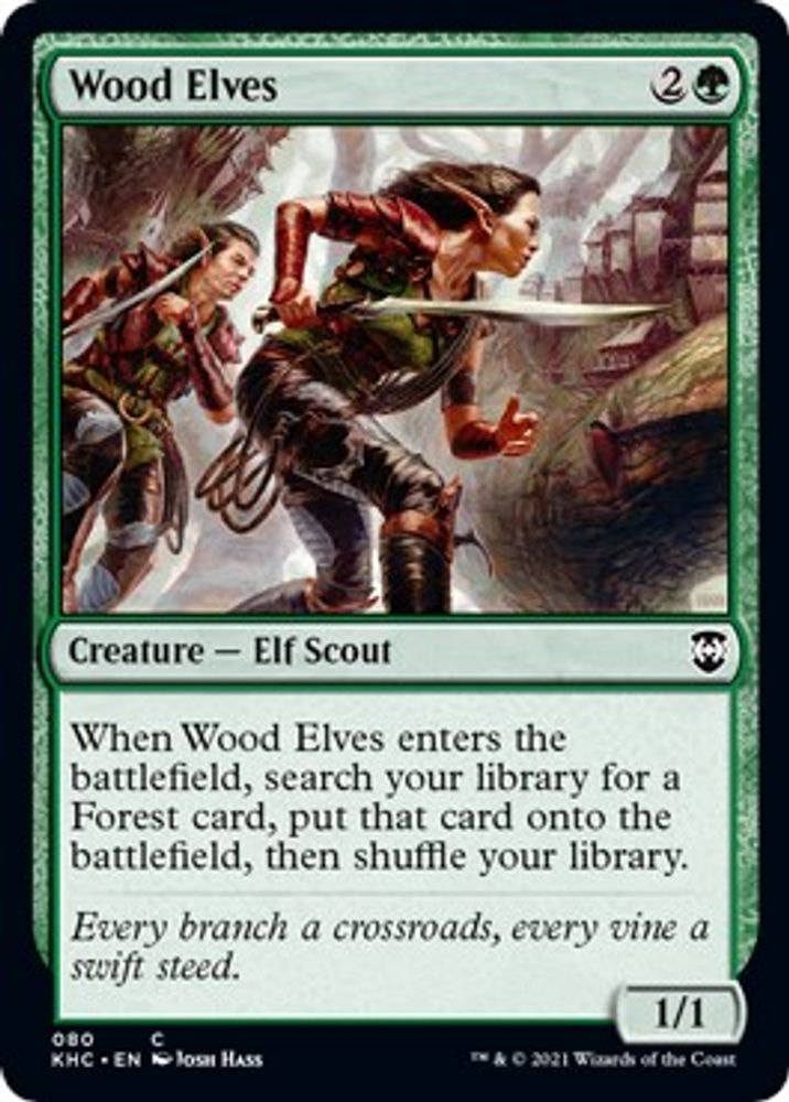 2021 Magic: The Gathering: Commander: Kaldheim (KHC) - Wood Elves (#80, Common) (, Near Mint)