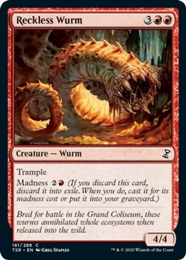 2021 Magic: The Gathering: Time Spiral: Remastered (TSR) - Reckless Wurm (#181, Common) (, Near Mint)