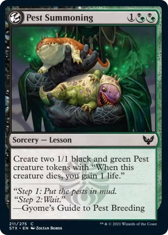 2021 Magic: The Gathering: Strixhaven: School of Mages (STX) - Pest Summoning (#211, Common) (, Near Mint)