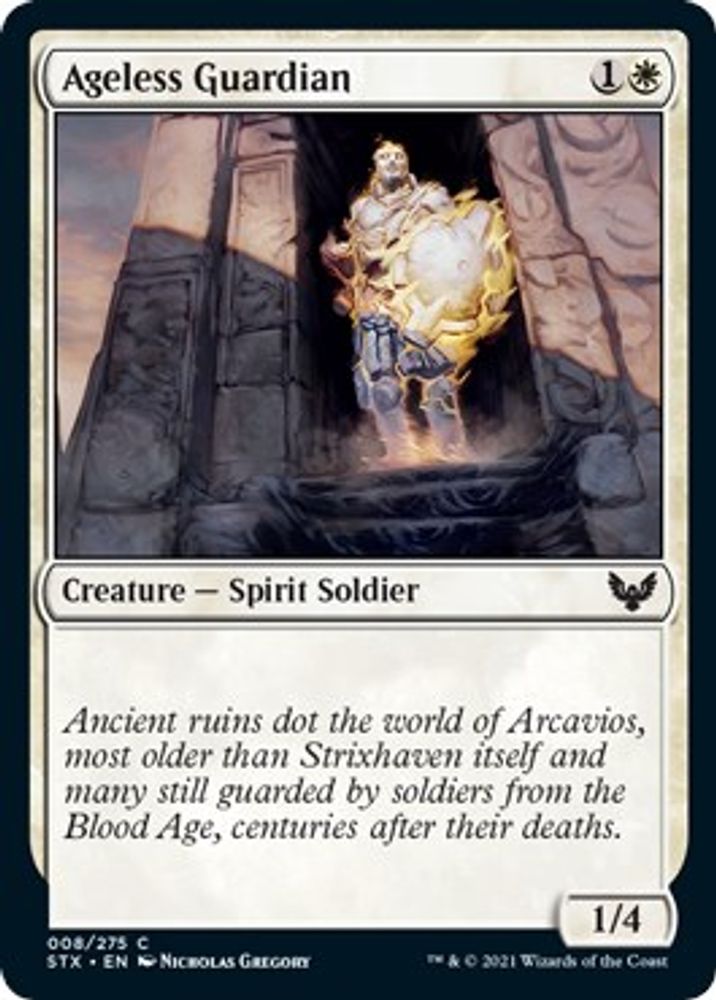 2021 Magic: The Gathering: Strixhaven: School of Mages (STX) - Ageless Guardian (#8, Common) (, Near Mint)