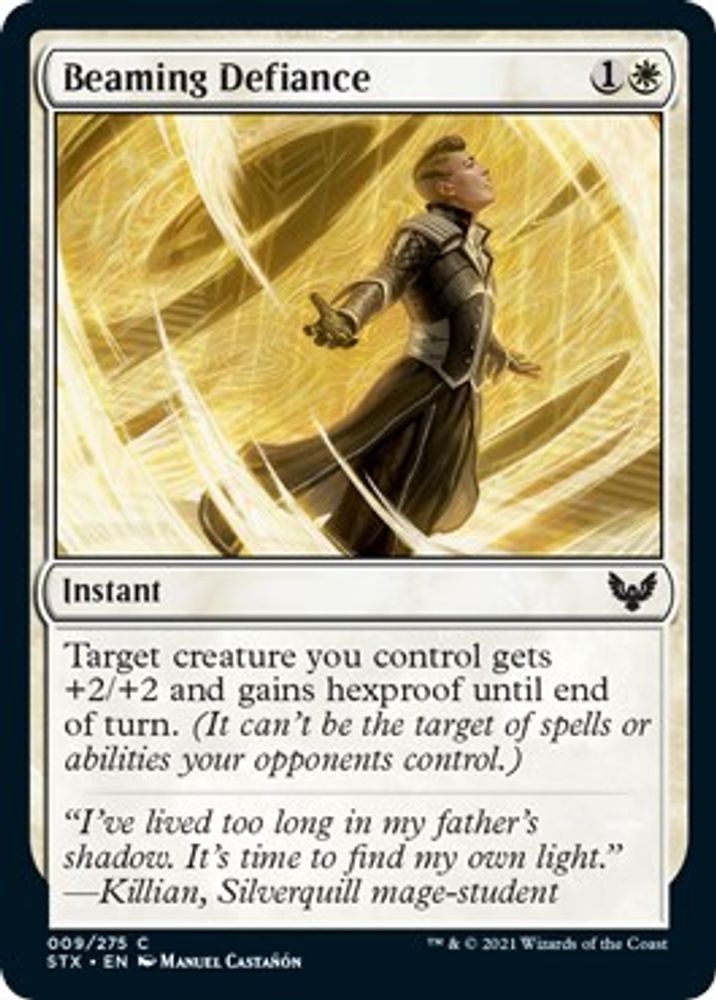 2021 Magic: The Gathering: Strixhaven: School of Mages (STX) - Beaming Defiance (#9, Common) (, Near Mint)