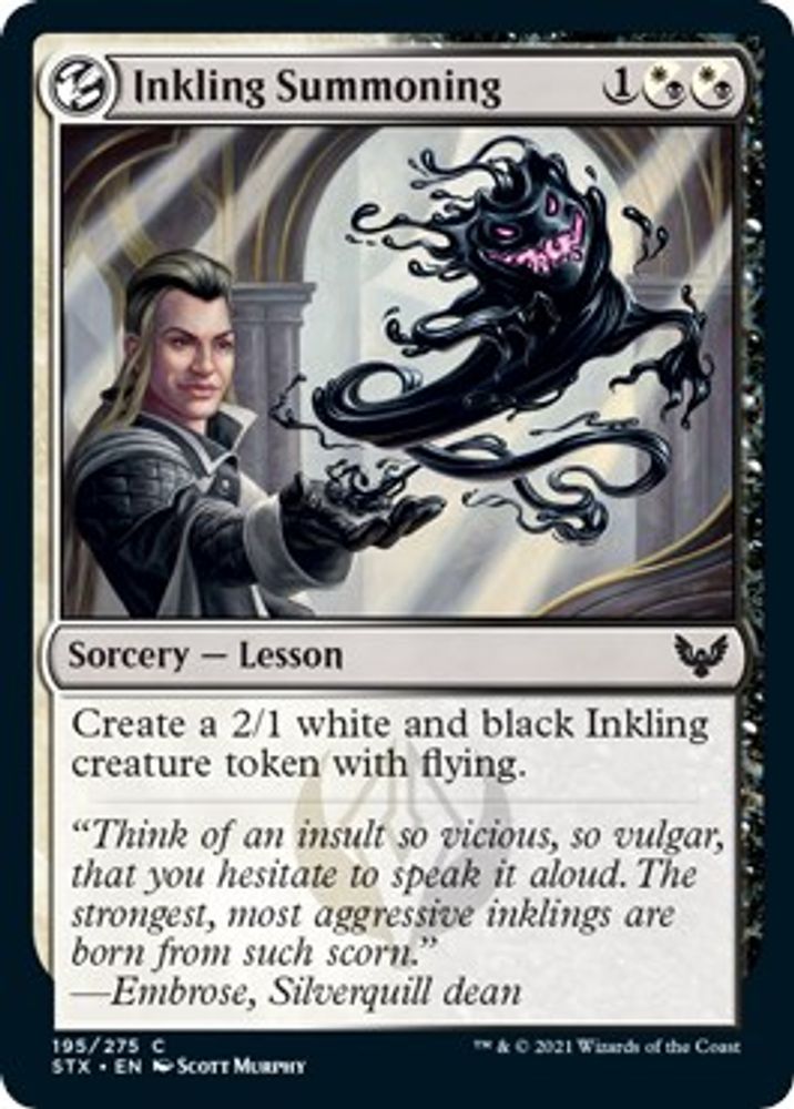2021 Magic: The Gathering: Strixhaven: School of Mages (STX) - Inkling Summoning (#195, Common) (, Near Mint)