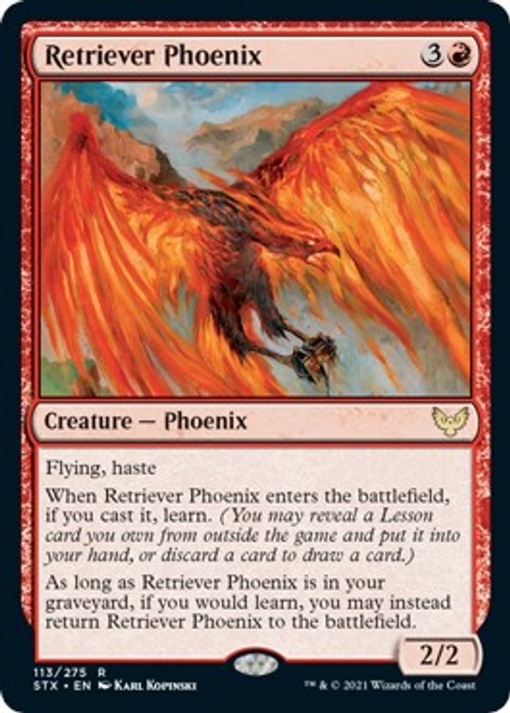 2021 Magic: The Gathering: Strixhaven: School of Mages (STX) - Retriever Phoenix (#113, Rare) (, Near Mint)