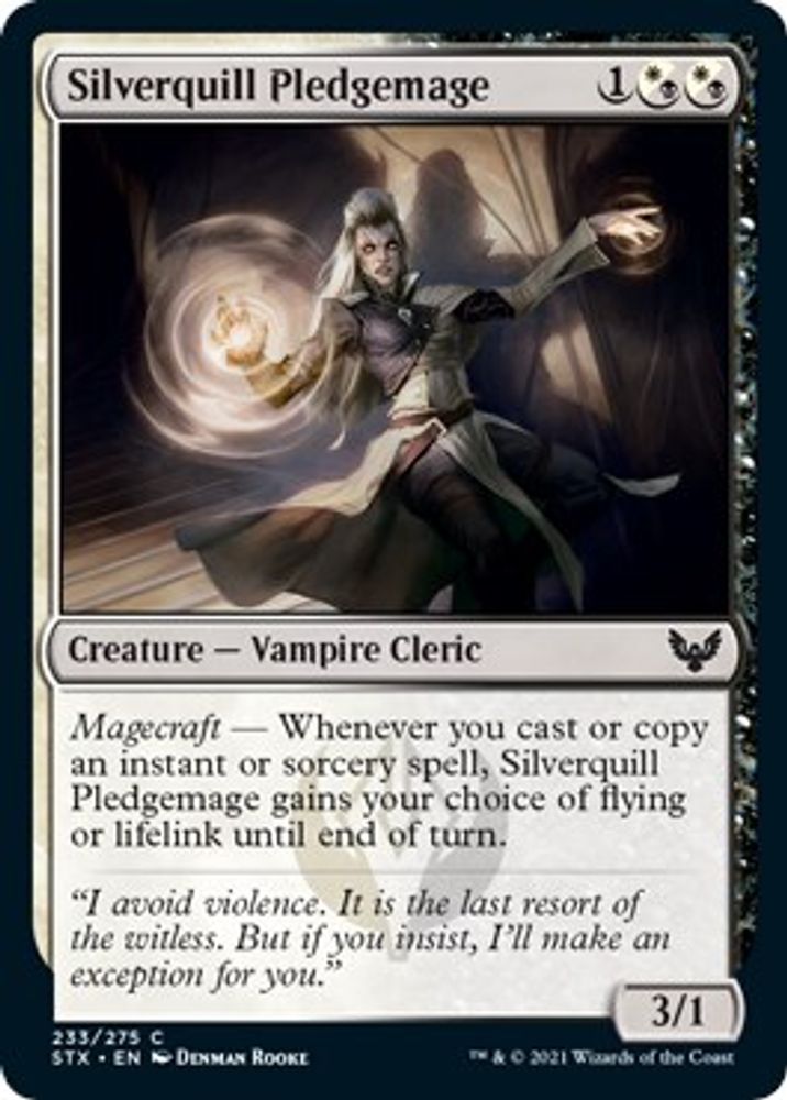 2021 Magic: The Gathering: Strixhaven: School of Mages (STX) - Silverquill Pledgemage (#233, Common)