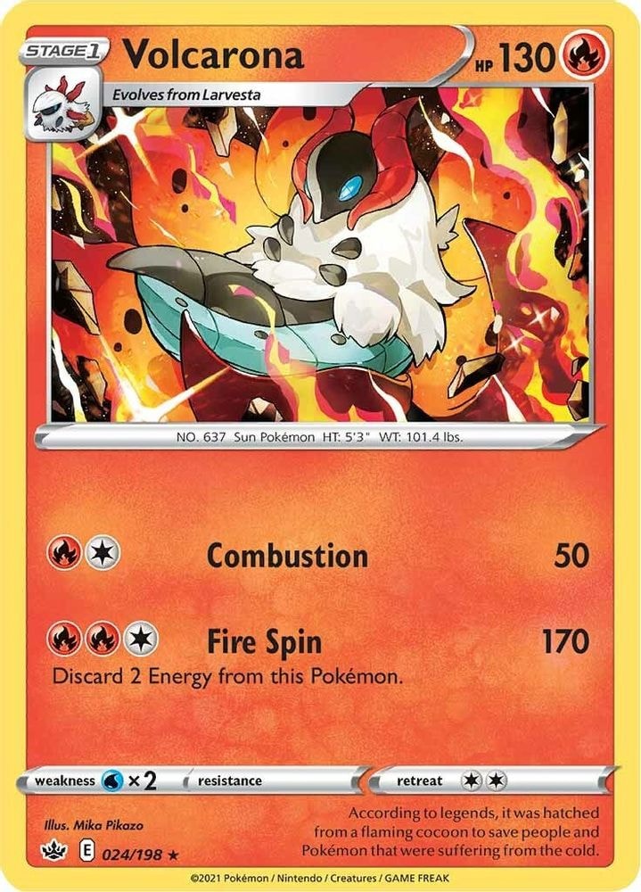 2021 Pokemon: SWSH06: Chilling Reign (SWSH06) - Volcarona (#024/198, Rare) (, Near Mint)