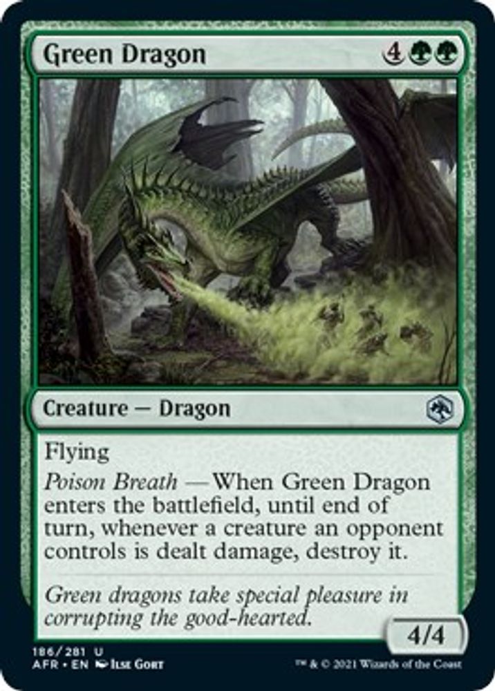 2021 Magic: The Gathering: Adventures in the Forgotten Realms (AFR) - Green Dragon (#186, Uncommon) (, Near Mint)