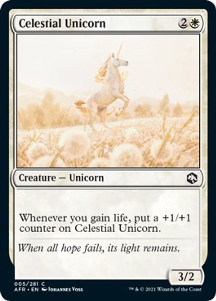 2021 Magic: The Gathering: Adventures in the Forgotten Realms (AFR) - Celestial Unicorn (#5, Common) (, Near Mint)