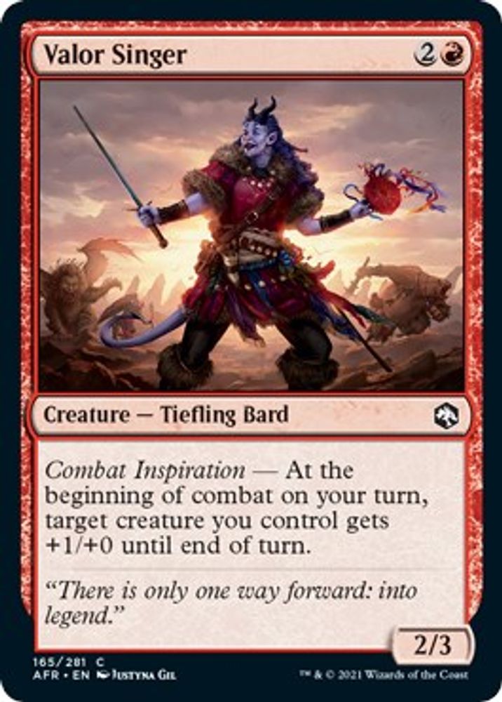 2021 Magic: The Gathering: Adventures in the Forgotten Realms (AFR) - Valor Singer (#165, Common) (, Near Mint)
