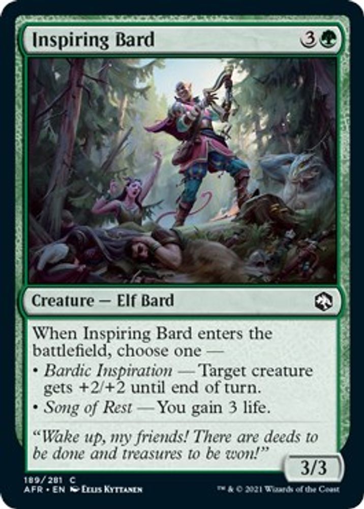 2021 Magic: The Gathering: Adventures in the Forgotten Realms (AFR) - Inspiring Bard (#189, Common) (, Near Mint)