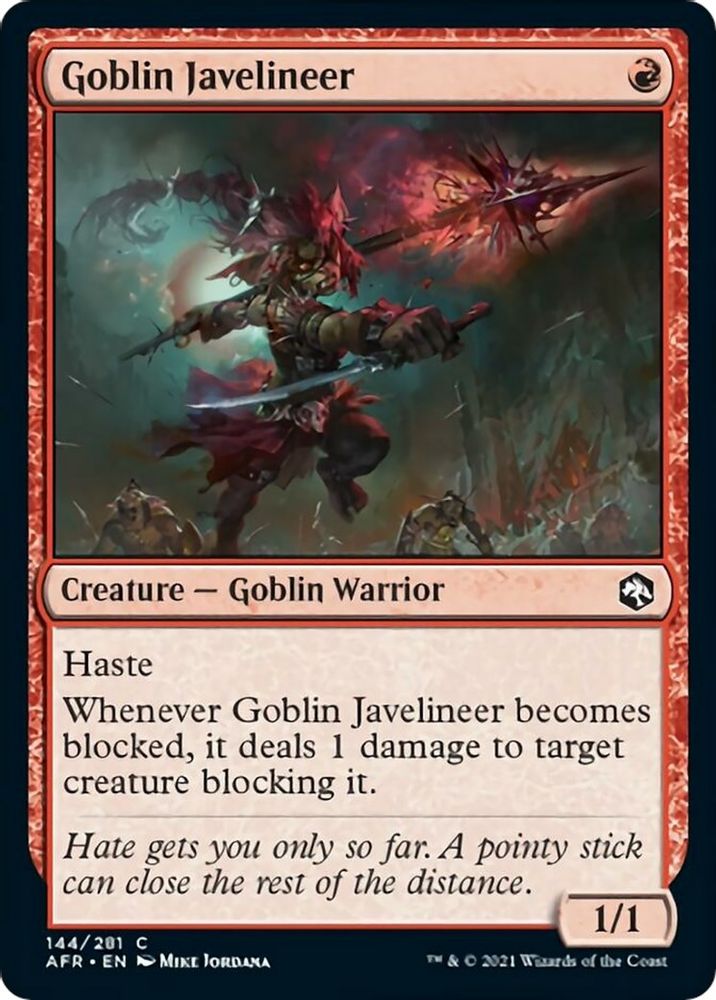2021 Magic: The Gathering: Adventures in the Forgotten Realms (AFR) - Goblin Javelineer (#144, Common) (, Near Mint)