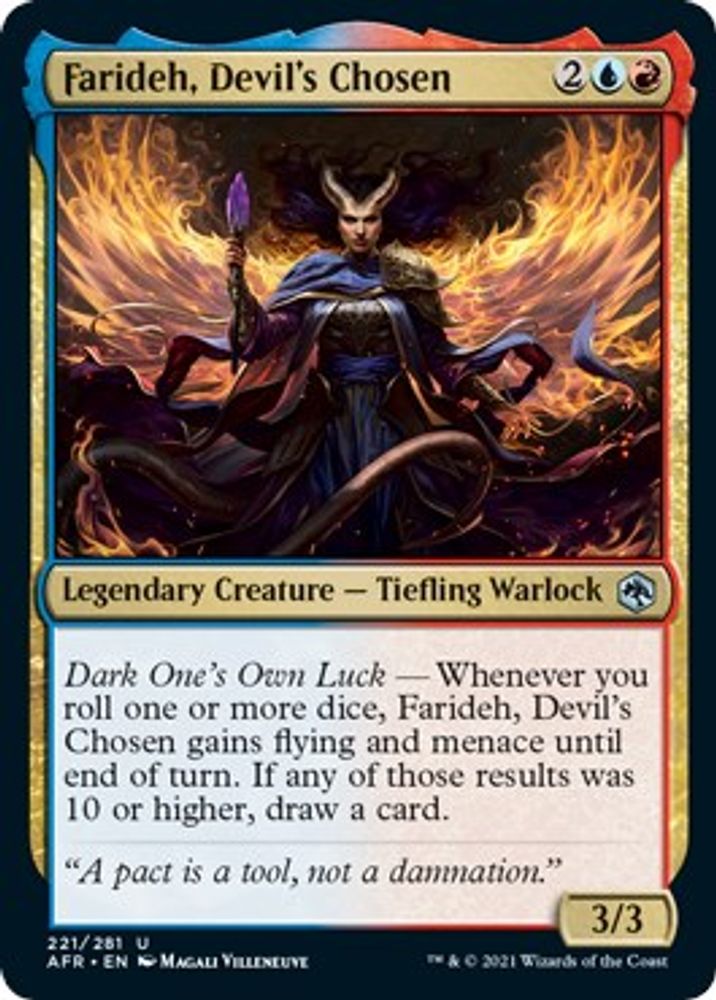 2021 Magic: The Gathering: Adventures in the Forgotten Realms (AFR) - Farideh Devils Chosen (#221, Uncommon) (, Near Mint)