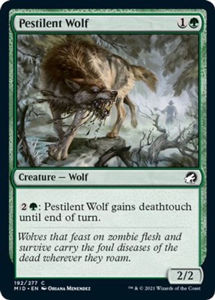 2021 Magic: The Gathering: Innistrad: Midnight Hunt (MID) - Pestilent Wolf (#192, Common) (, Near Mint)