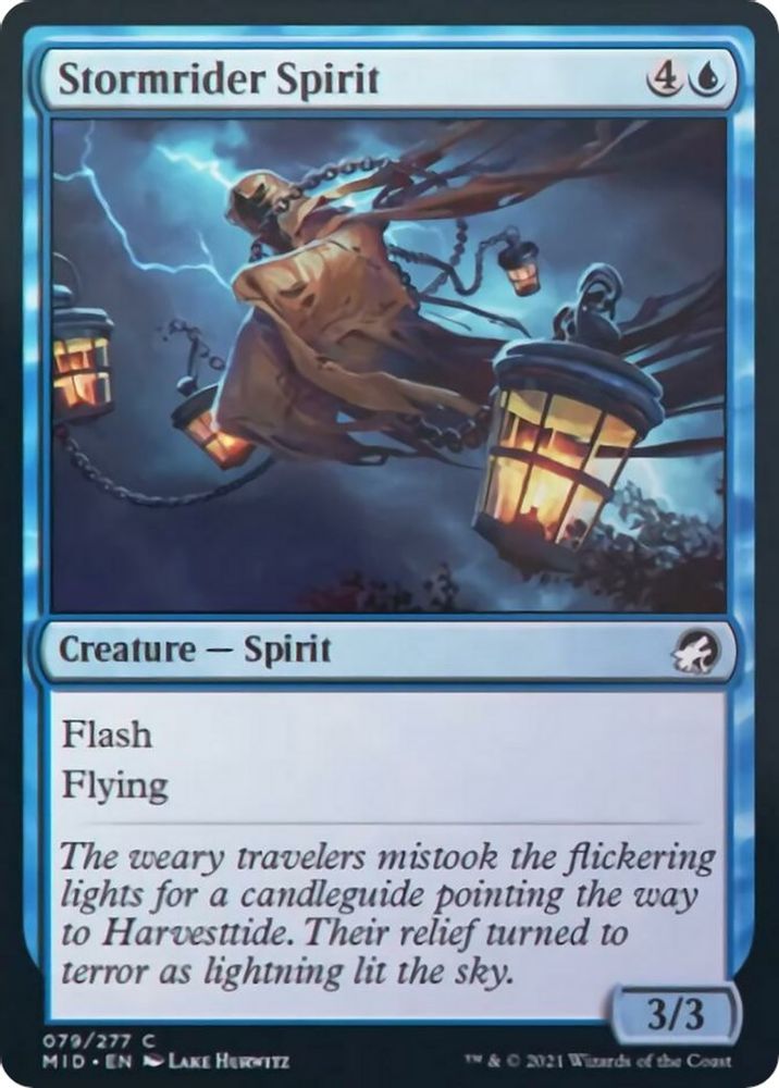 2021 Magic: The Gathering: Innistrad: Midnight Hunt (MID) - Stormrider Spirit (#79, Common) (Foil, Near Mint)