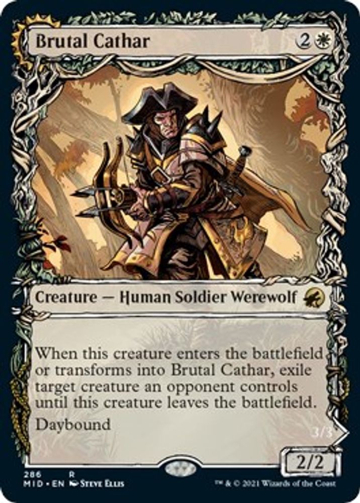 2021 Magic: The Gathering: Innistrad: Midnight Hunt (MID) - Brutal Cathar Showcase (#286, Rare) (, Near Mint)