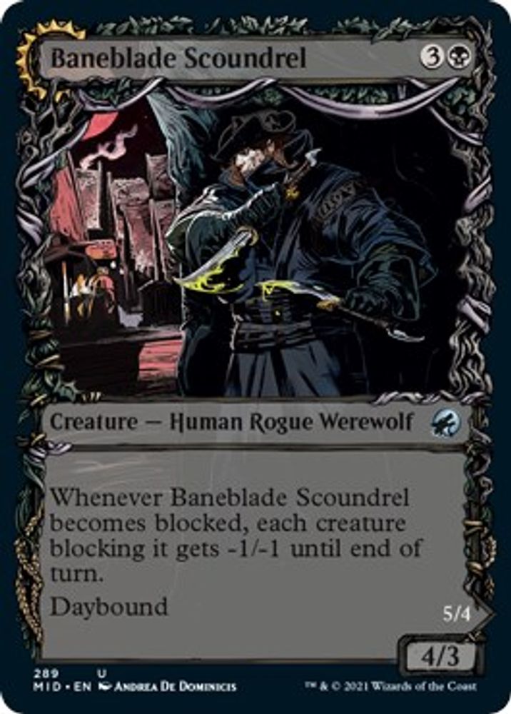 2021 Magic: The Gathering: Innistrad: Midnight Hunt (MID) - Baneblade Scoundrel Showcase (#289, Uncommon) (, Near Mint)