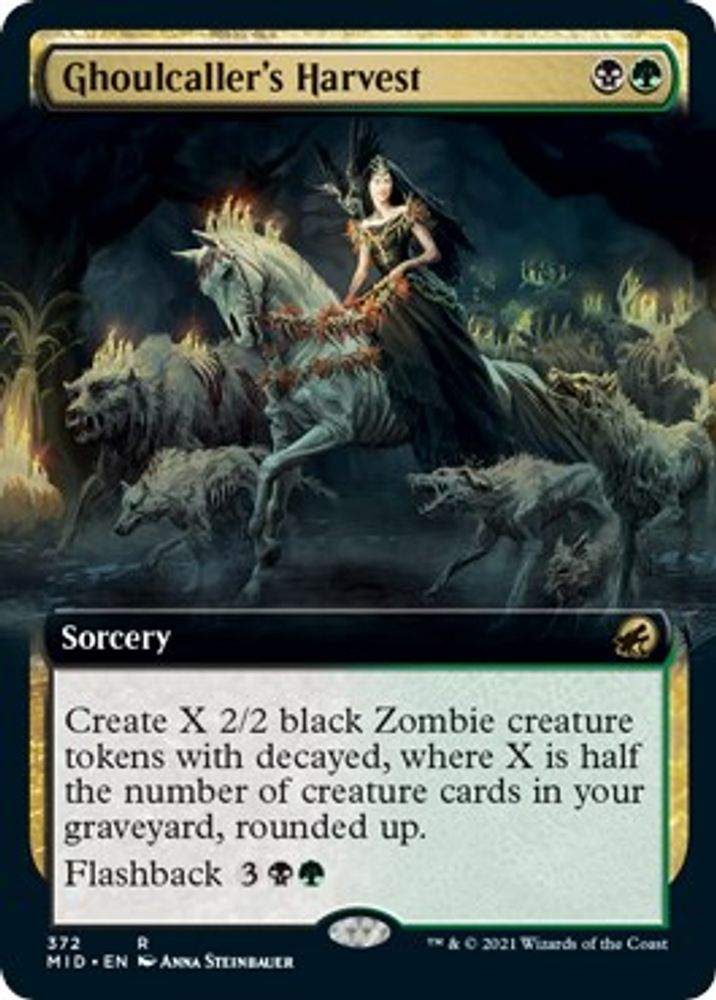 2021 Magic: The Gathering: Innistrad: Midnight Hunt (MID) - Ghoulcallers Harvest Extended Art (#372, Rare) (, Near Mint)