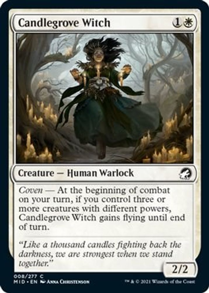 2021 Magic: The Gathering: Innistrad: Midnight Hunt (MID) - Candlegrove Witch (#8, Common) (, Near Mint)