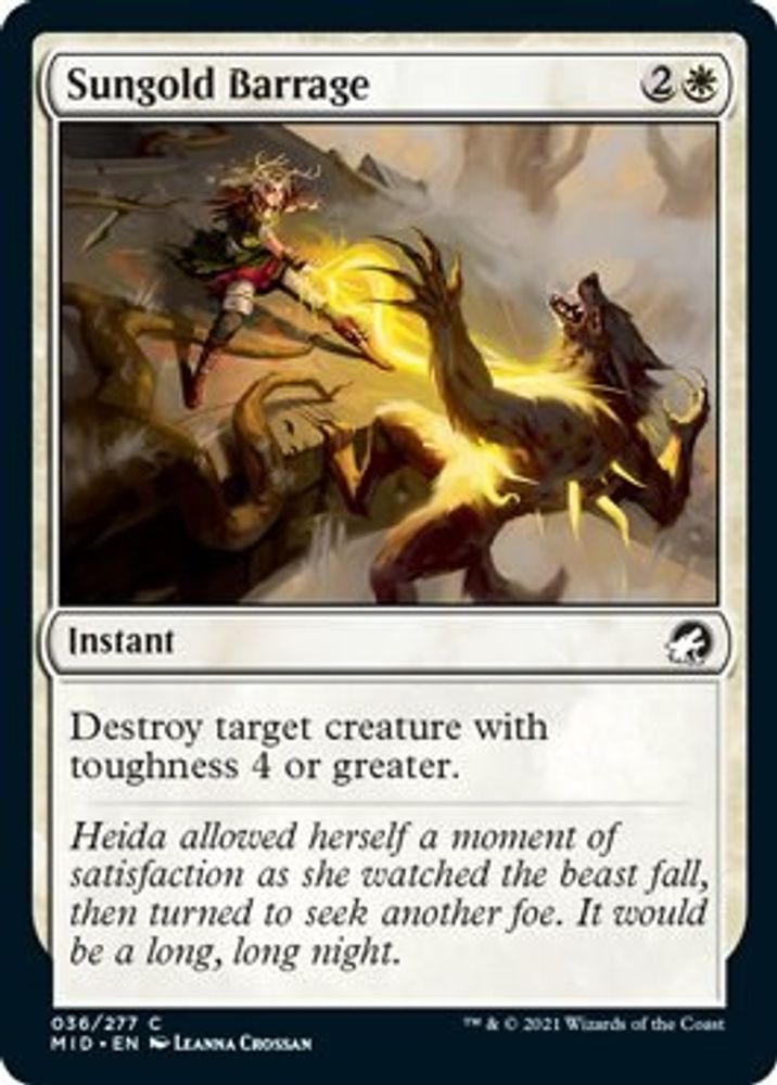 2021 Magic: The Gathering: Innistrad: Midnight Hunt (MID) - Sungold Barrage (#36, Common) (, Near Mint)