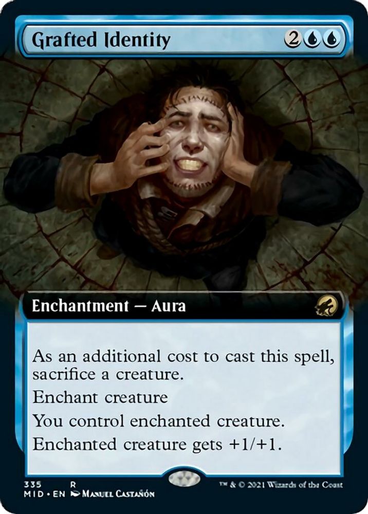 2021 Magic: The Gathering: Innistrad: Midnight Hunt (MID) - Grafted Identity Extended Art (#335, Rare) (Foil, Near Mint)